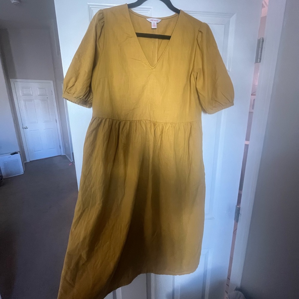 Elegant Mustard Dress 100% Cotton